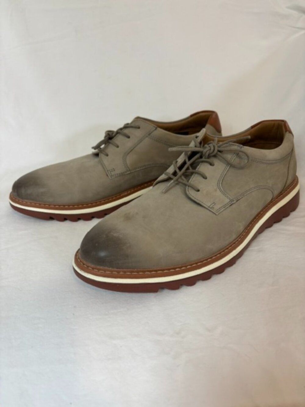 NWOT Johnston & Murphy Men's Braydon Plain Toe Oxford Gray Oiled Nubuck 11.5M